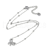 304 Stainless Steel Bowknot Pendant Satellite Chain Necklaces NJEW-I129-06P-2