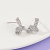 knot Brass Micro Pave Clear Cubic Zirconia Stud Earrings EJEW-F895-16P-2