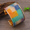 Colorful Iron Rhinestone Pattern Wide Cuff Bangles for Women MD1486-7-1