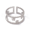 Non-Tarnish 304 Stainless Steel Stars Double Line Open Cuff Ring for Women RJEW-C045-24P-2