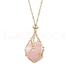 304 Stainless Steel Empty Macrame Pouch Pendant Singapore Chain Necklace Making NJEW-JN05283-02-3