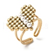 304 Stainless Steel Plastic Pearl Open Cuff Ring for Women RJEW-Z088-04G-2