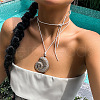 Bohemian Style Alloy Conch Shell Shaped Pendant Waxed Cord Wrap Necklaces for Women WG2E11B-09-1