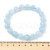 Natural Aquamarine Round Bead Stretch Bracelets for Men Women BJEW-U034-01A-02-5