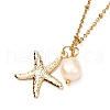 Starfish/Sea Stars & Natural Pearl Pendant Necklace for Teen Girl Women NJEW-JN03717-01-3