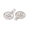 Brass Micro Pave Clear Cubic Zirconia Pendants KK-E068-VC127-3