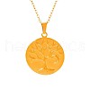 Stainless Steel Flat Round with Tree of Life Pendant Necklaces for Women JD5212-2-5
