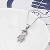 Brass Micro Pave Clear Cubic Zirconia Boy Pendant Necklaces FS-WGEEEEA-09-1