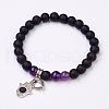 Natural Amethyst Bead Charm Bracelets BJEW-JB02694-04-1