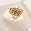 Brass Micro Pave Cubic Zirconia Geometric Statement Finger Rings for Women LY2631-2-2