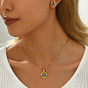 Vintage Stainless Steel & Plastic Heart with Evil Eye Stud Earrings & Pendant Necklaces Set for Women JC7248-4