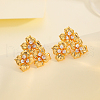 Elegant Brass Clear Cubic Zirconia Flower Stud Earrings WJ0052-2