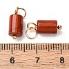 Natural Red Jasper Column Charms with 304 Stainless Steel Jump Rings G-Q032-01C-3