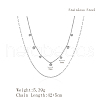 Light Luxury Stainless Steel Pave Clear Cubic Zirconia Flat Round Tassel Double Layer Necklaces for Women Daily Wear HJ1929-1-2