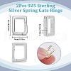 SUNNYCLUE 2Pcs 925 Sterling Silver Spring Gate Rings STER-SC0001-40B-2