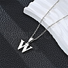 201 Stainless Steel Crystal Rhinestone Initial Pendant Necklaces FS-WG28760-25-1