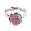 Half Round Natural Rhodonite Finger Rings RJEW-M062-01P-42-2