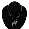 Alloy Colorful Rhinestone Horse Pendant Necklaces for Kid FS-WG0E39F-02-1