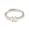 Clear Cubic Zirconia Initial Letter Adjustable Ring RJEW-C052-01P-M-2