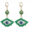 Glass Seed Bead Evil Eye Hoop Earrings EJEW-MZ00272-02-1