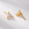 S925 Sterling Silver Clear Cubic Zirconia Triangle Stud Earrings IQ7437-1-4