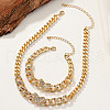 Butterfly Alloy Crystal Rhinestone Curb Chain Necklaces & Bracelets Sets FS-WG3333C-01-3