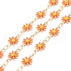 Brass Daisy Flower & Oval Link Chains CHC-I035-13G-07-1