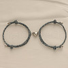 Alloy Heart-shaped Magnetic Braided Rope Bracelets for Couple Girlfriends WG59636-22-1