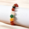 Natural Carnelian Round Beaded Bracelets BJEW-M110-03B-4