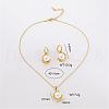 Stainless Steel Pendant Necklaces & Hoop Earrings Sets PO6215-3-3