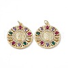 Brass Colorful Cubic Zirconia Pendants KK-E068-VA057-2-2