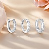 3 Pcs Elegant 925 Sterling Silver Clear Cubic Zirconia Ring Hoop Earrings ZA0253-2-2