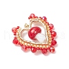 Mushroom Handmade Lampwork with Grade A Round Glass Seed Beads and Rack Plating Alloy Open Back Bezel Pendants and Electroplate Glass Beads Pendants PALLOY-MZ00689-01-3