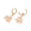 Flower Brass Micro Pave Cubic Zirconia Dangle Leverback Earrings EJEW-N058-09G-3