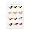 12Pcs 4 Colors Rose Shape Enamel Pins JEWB-A033-07G-1