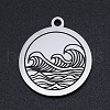 Non-Tarnish 201 Stainless Steel Etched Pendants STAS-N090-JN800-1