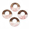 Transparent Resin & Walnut Wood Pendants RESI-T035-20-A01-1