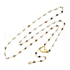 Adjustable 304 Stainless Steel & Faceted Round Mixed Gemstone Handmade Link Chain Lariat Necklaces NJEW-JN05213-2