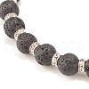 3Pcs 3 Size Natural Lava Rock Stretch Bracelets Set with Crystal Rhinestone Beads BJEW-JB08191-7