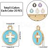  100Pcs 5 Colors Light Gold Plated Alloy Enamel Pendants ENAM-NB0001-46-5
