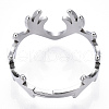 304 Stainless Steel Deer Antler Adjustable Ring for Women RJEW-T027-06P-4