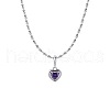 925 Sterling Silver Pave Cubic Zirconia Birthstone Heart Pendant Necklaces for Women EE9411-3-1