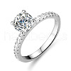 Rhodium Plated 925 Sterling Silver Pave 8.2x4.9mm Moissanite Finger Rings WG6D295-45-4