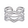 Non-Tarnish 304 Stainless Steel Wave Open Cuff Ring RJEW-T023-34P-1