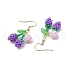 Flower with Cherry 304 Stainless Steel Glass Seed Beads Dangle Earrings EJEW-MZ00419-01-4