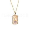 Brass Micro Pave Cubic Zirconia Rectangle with Constellation Pendant Necklaces PW-WG95654-06-1