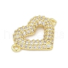 Brass Clear Cubic Zirconia Heart Connector Charms KK-D317-148G-2