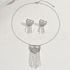 Elegant Middle Eastern Style Brass Micro Pave Cubic Zirconia Tassels Earrings & Necklaces Set for Women AS5342-1