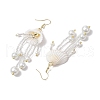 Glass & Natural Shell & Non-magnetic Synthetic Hematite Dangle Earrings EJEW-MZ00383-01-4