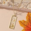 Rectangle with Inner Flower Resin Pendant Iron Cable Chain Necklaces for Women FS-WG0F8F1-01-1